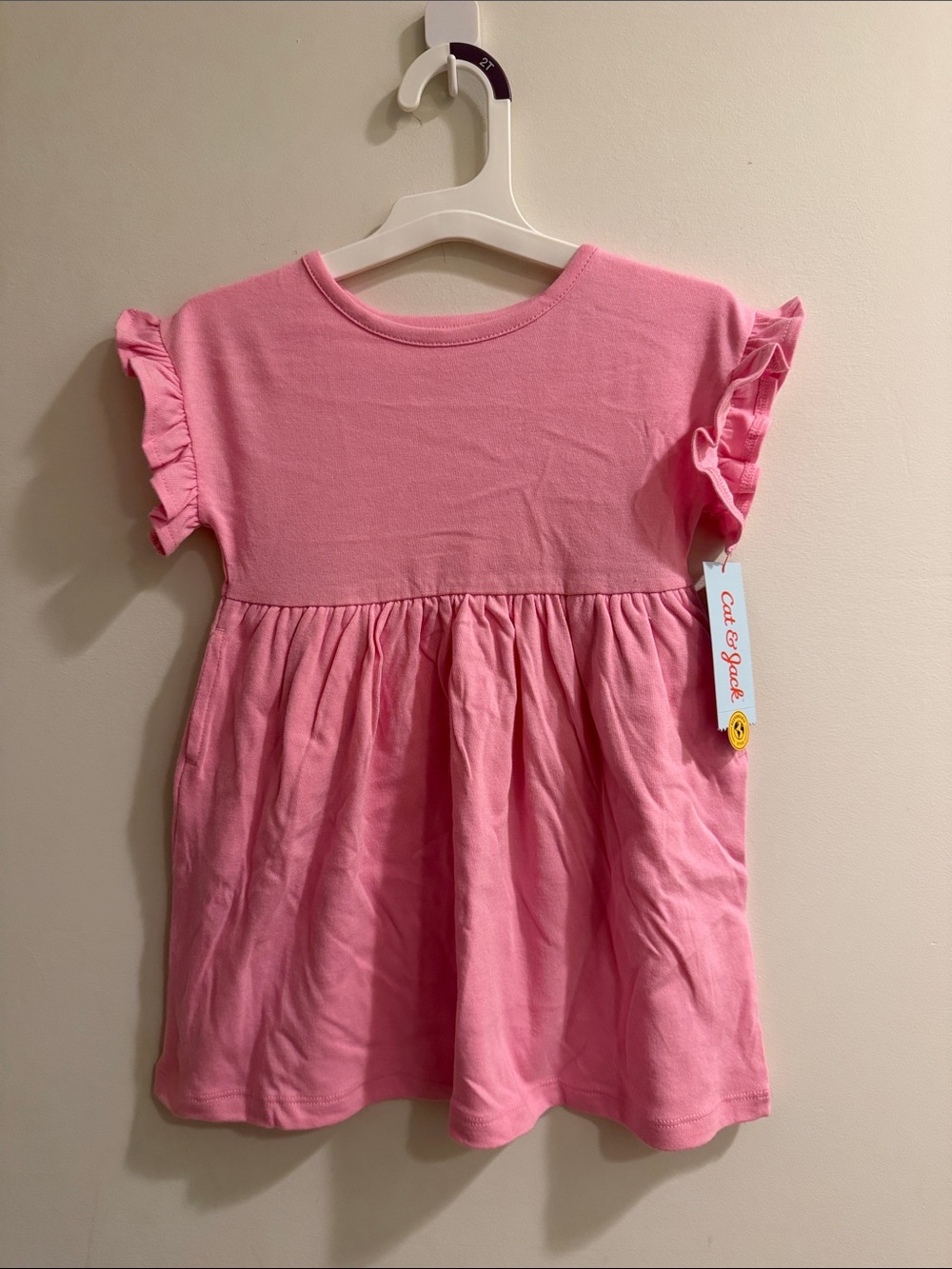 Cat & Jack Pink Ruffle Sleeve Knit Dress
